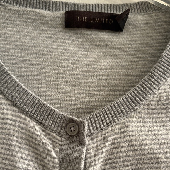 The Limited Light Gray & White Striped Women's Cardigan - Picture 2 of 3